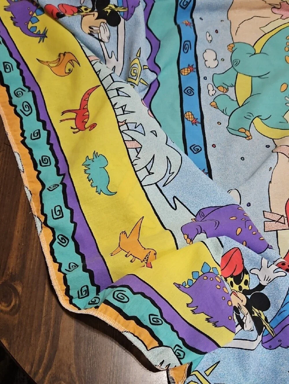 Vintage 80s Disney Mickey & Minnie Stone Age Twin Sheet Set (3 Piece)